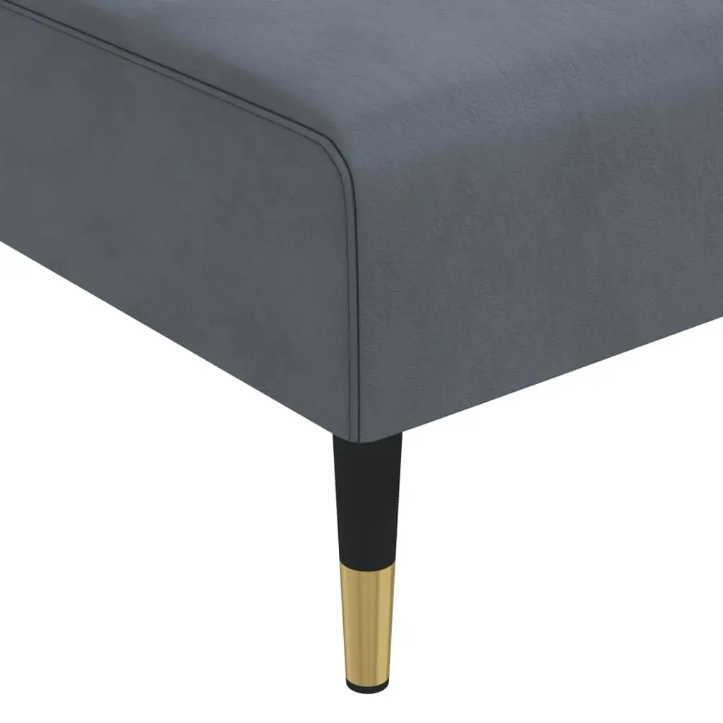 Chaise Longue Lounge Chair Grey Velvet 3-Position Convertible for Living Room