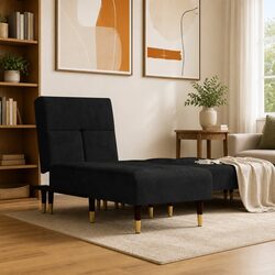 3 Position Convertible Black Velvet Lounge Chair Specifications