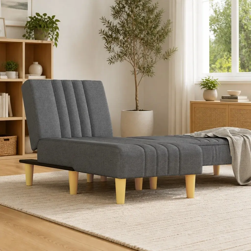 Chaise Longue Lounge Chair for Living Room Grey 3 Position Convertible