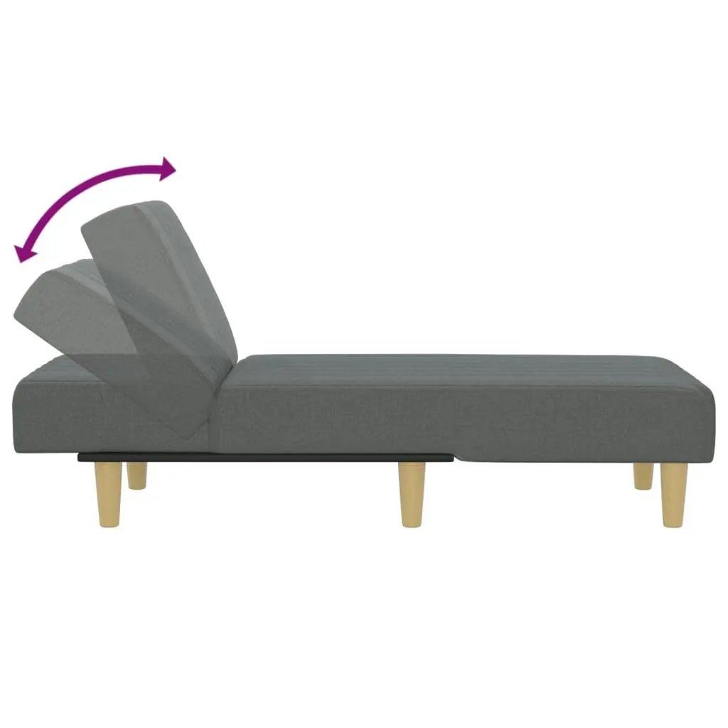 Chaise Longue Lounge Chair for Living Room Grey 3 Position Convertible