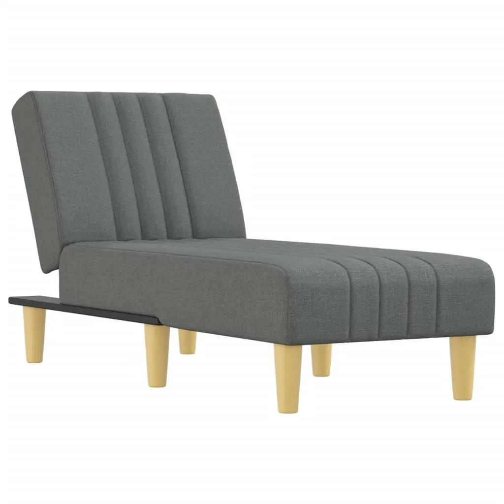 Chaise Longue Reclining Lounge Chair Grey Fabric Convertible 3-Position Sofa