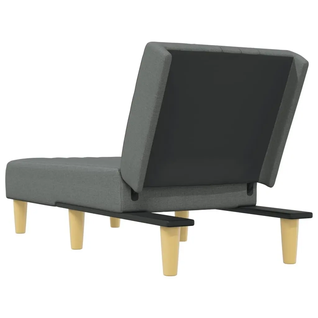 Chaise Longue Reclining Lounge Chair Grey Fabric Convertible 3-Position Sofa