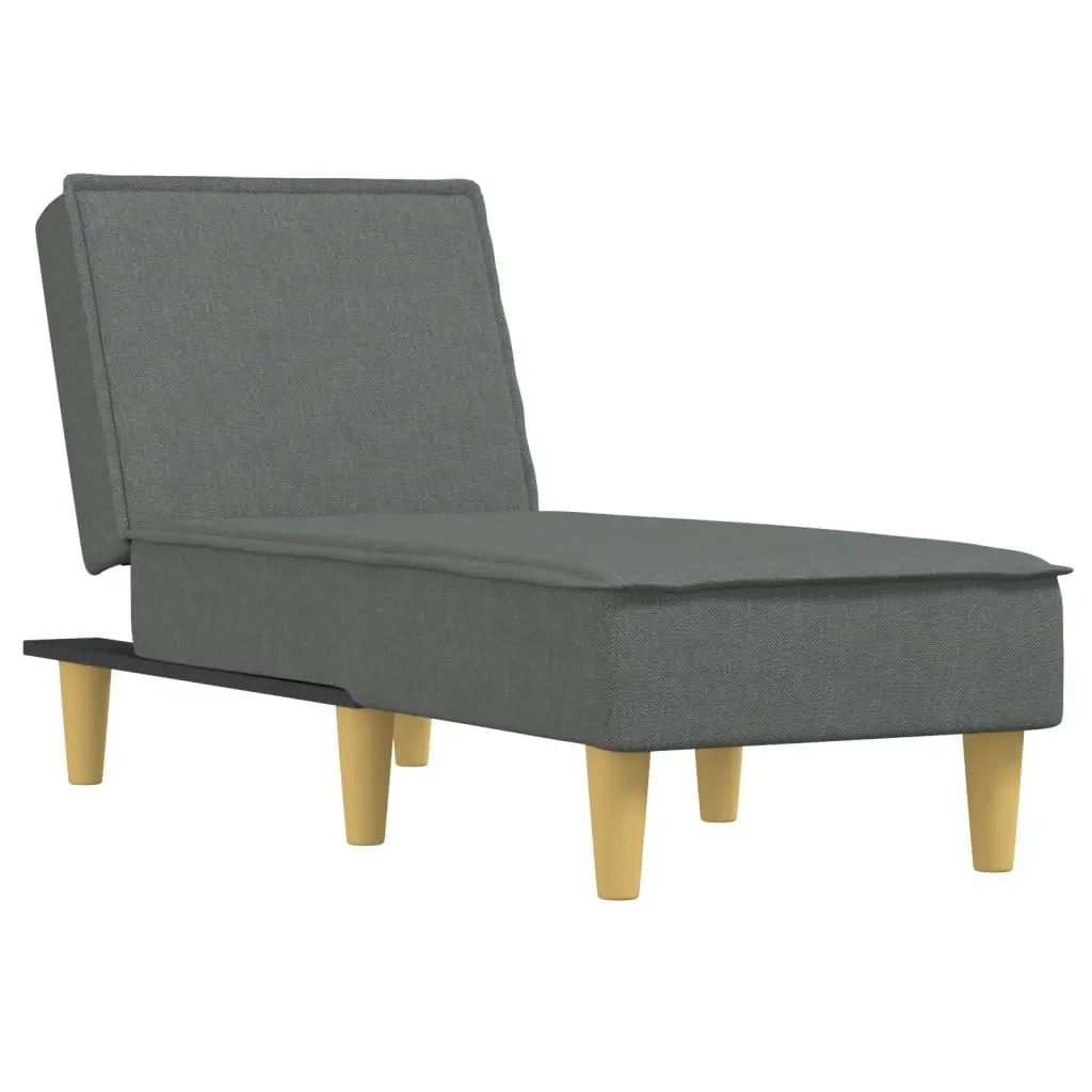 Chaise Longue for Living Room Dark Grey Fabric Convertible 3 Positions