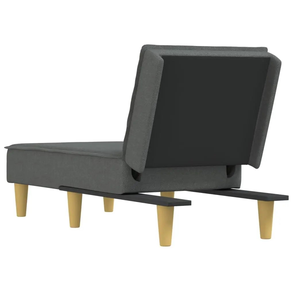 Chaise Longue for Living Room Dark Grey Fabric Convertible 3 Positions