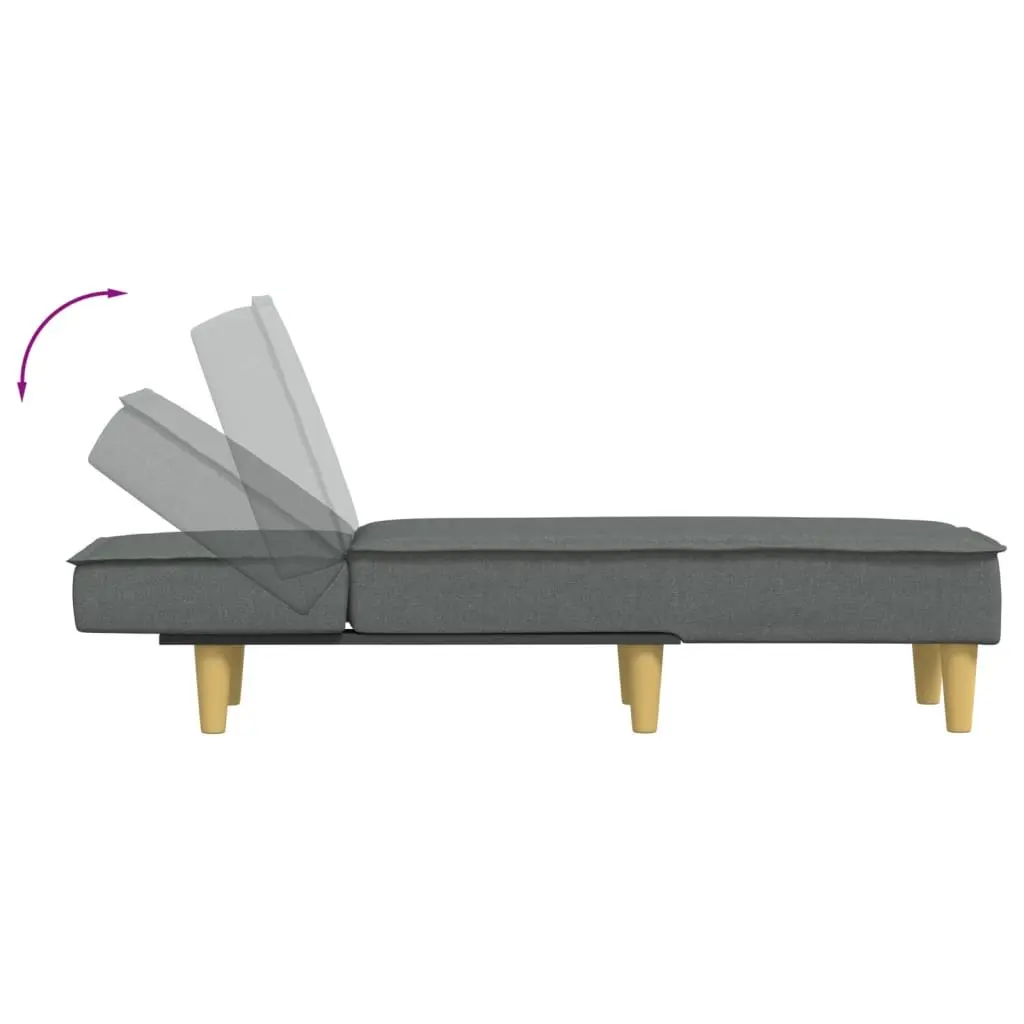 Chaise Longue for Living Room Dark Grey Fabric Convertible 3 Positions