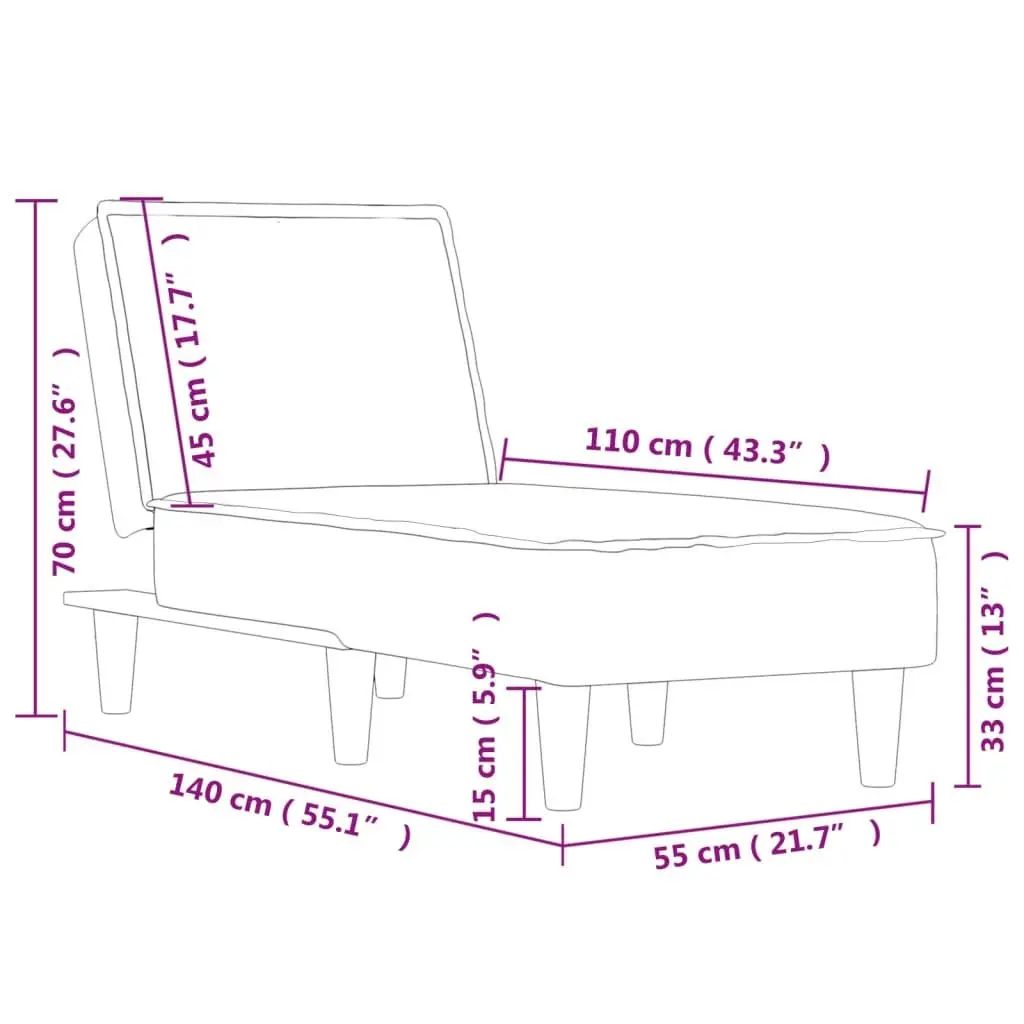 Chaise Longue for Living Room Dark Grey Fabric Convertible 3 Positions