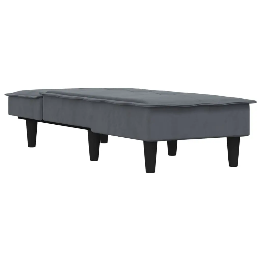 Chaise Longue Lounge Chair for Living Room Grey Velvet Convertible 3 Position