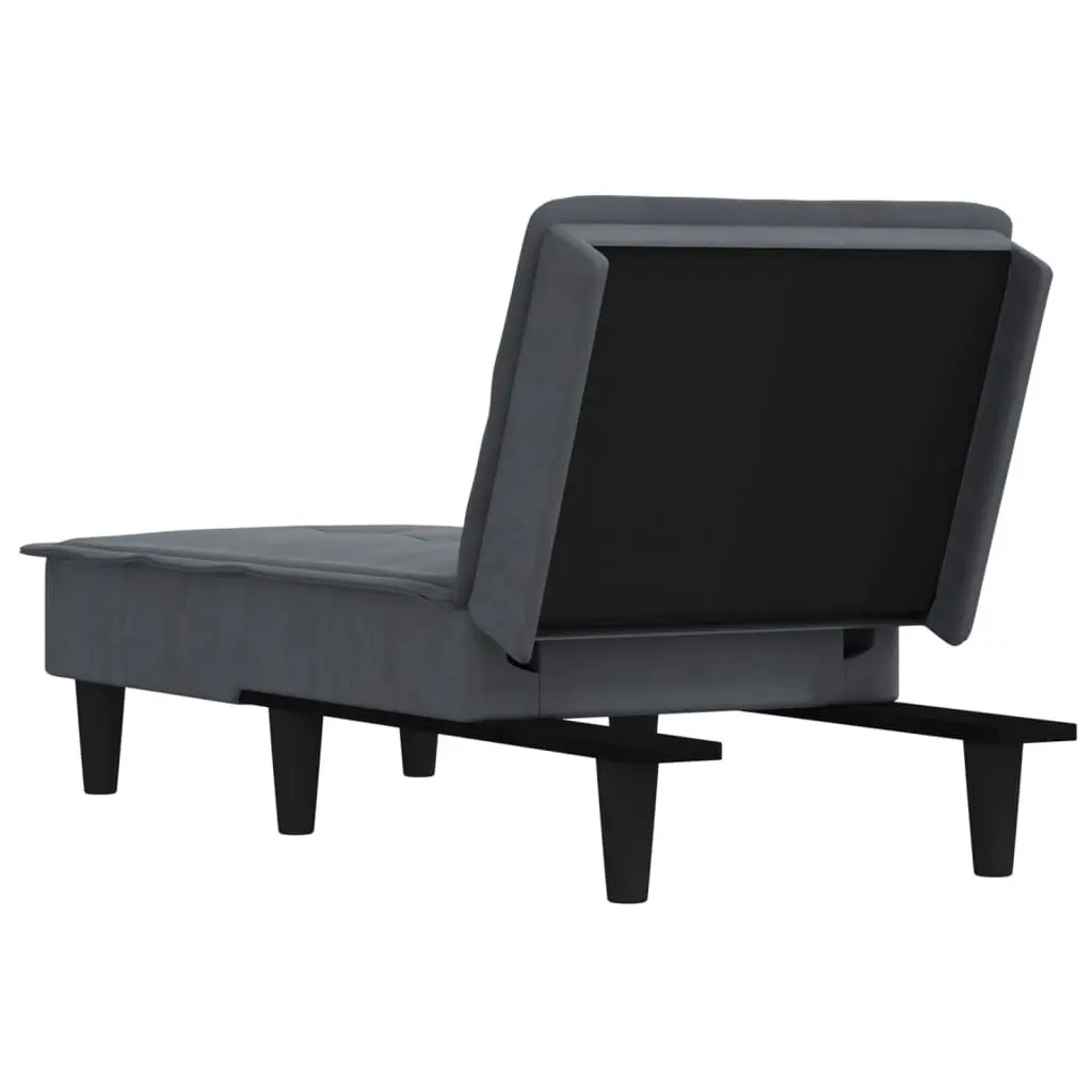 Chaise Longue Lounge Chair for Living Room Grey Velvet Convertible 3 Position