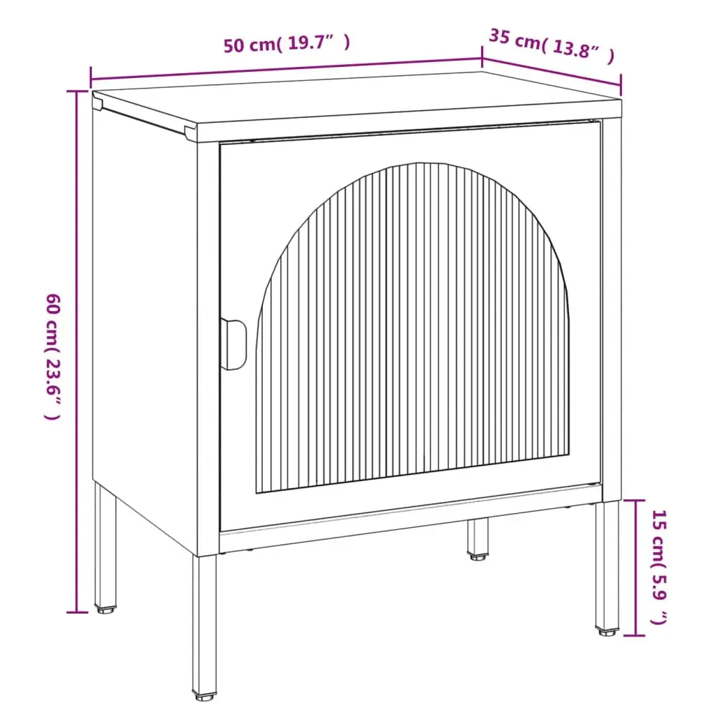 Black Bedside Table Nightstand with Glass and Steel for Bedroom Storage 50W x 35D x 60H cm