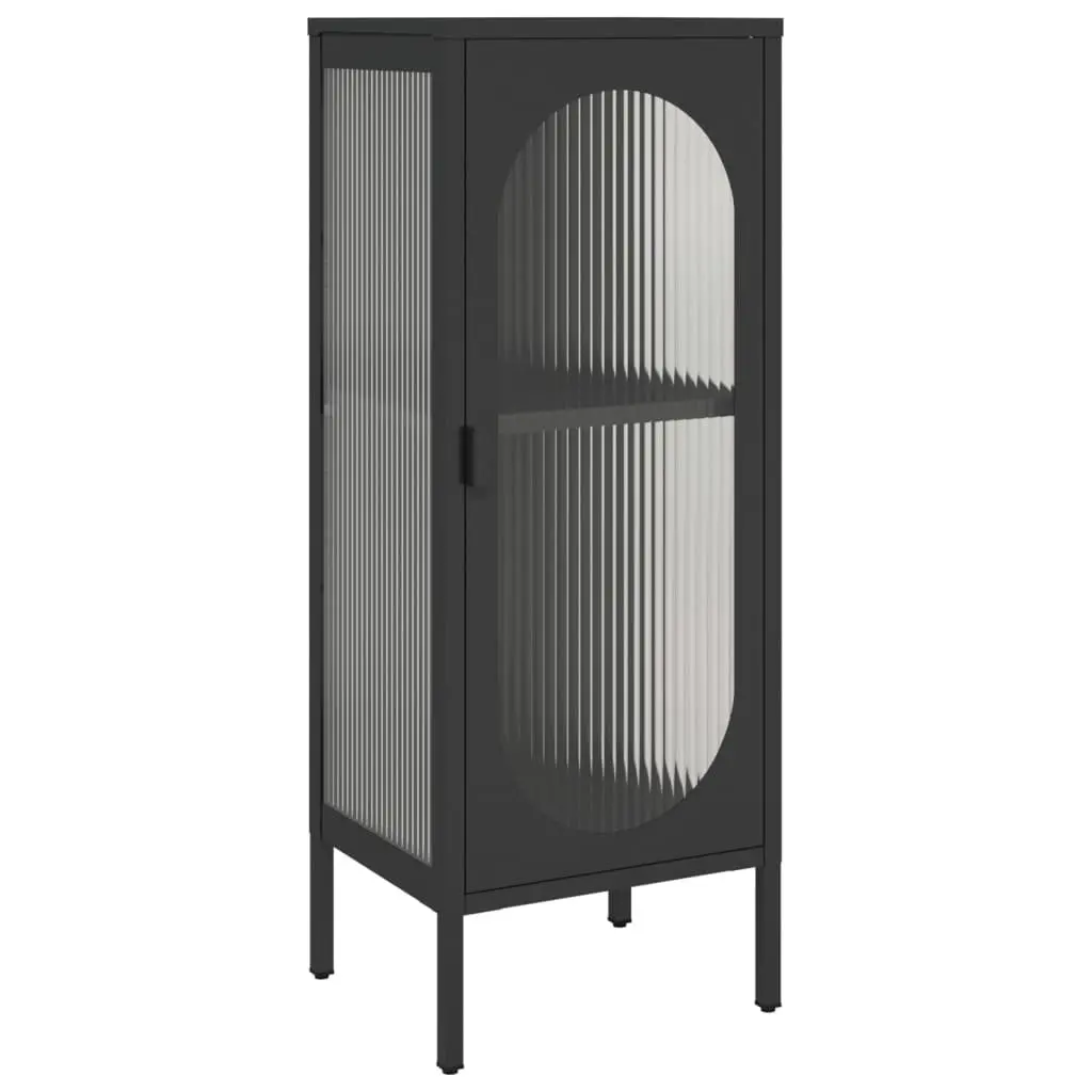Black Glass Steel Sideboard Cabinet
