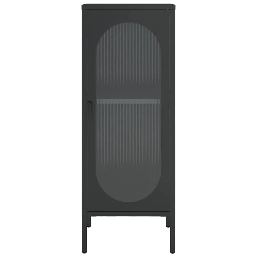 Black Glass Steel Sideboard Cabinet