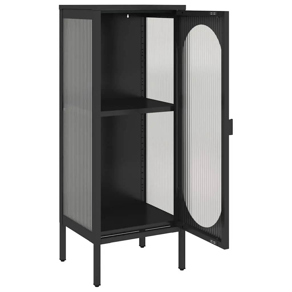 Black Glass Steel Sideboard Cabinet