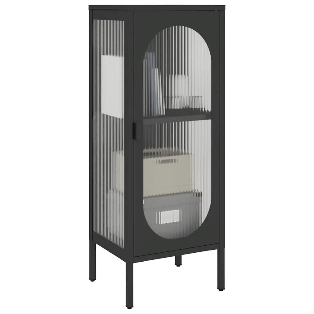 Black Glass Steel Sideboard Cabinet