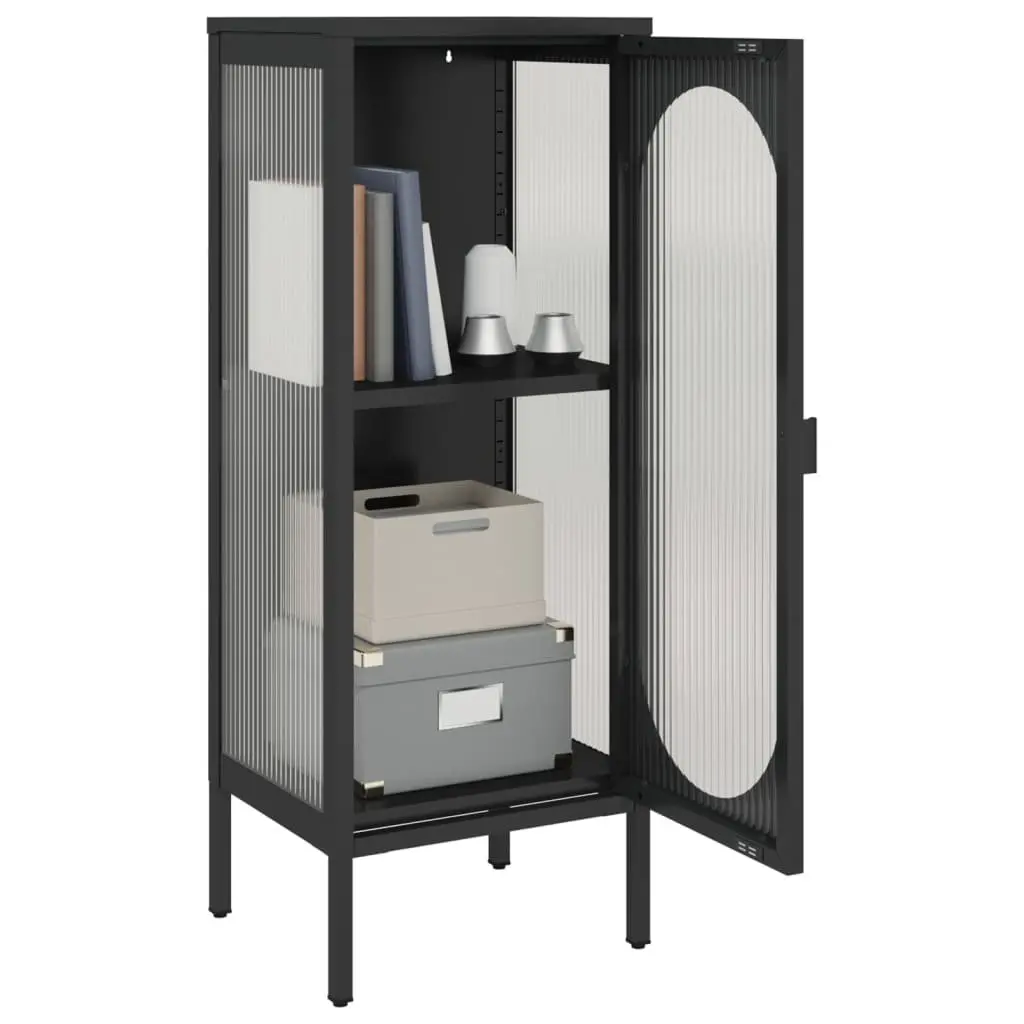Black Glass Steel Sideboard Cabinet