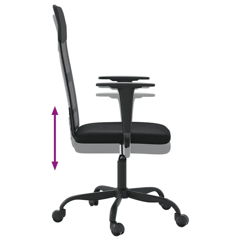 Office Chair Height Adjustable Black Mesh Fabric Faux Leather Swivel Desk Seat