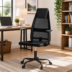 Height Adjustable Black Office Chair with Durable Materials