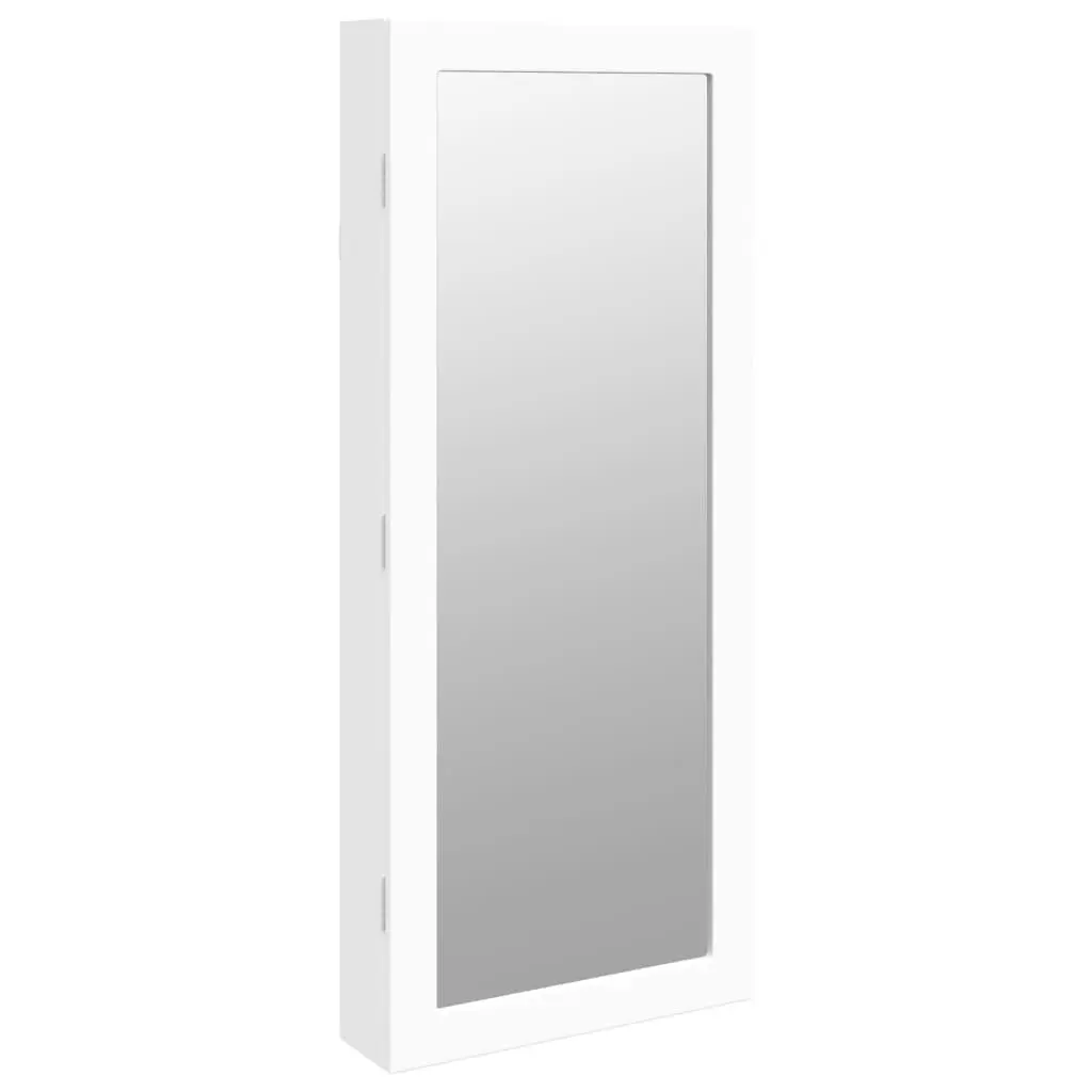 Mirror Jewellery Cabinet Wall Mounted LED Lights Storage Organiser White