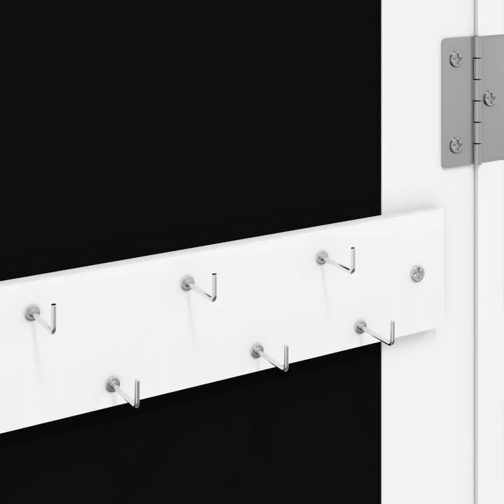 Mirror Jewellery Cabinet Wall Mounted LED Lights Storage Organiser White