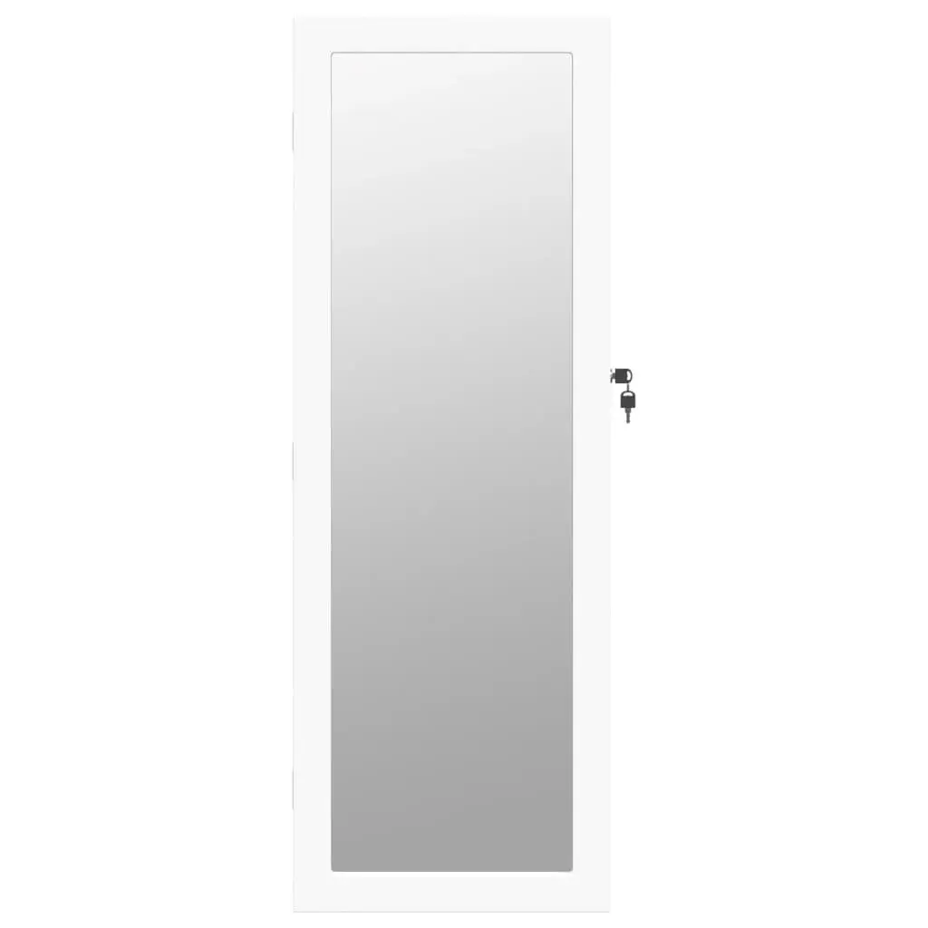 Wall Mounted Mirror Jewellery Cabinet for Storage Organiser with LED Lights White