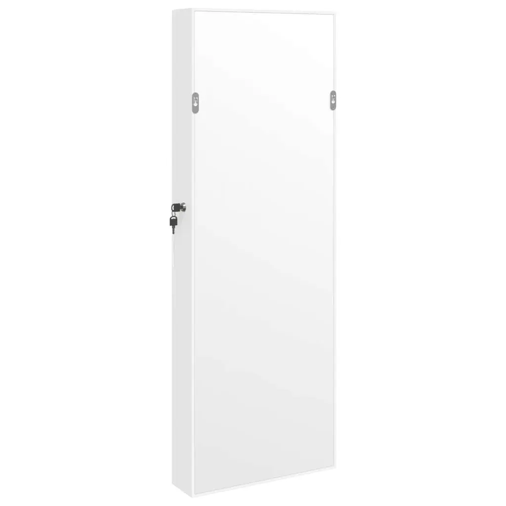 Wall Mounted Mirror Jewellery Cabinet for Storage Organiser with LED Lights White