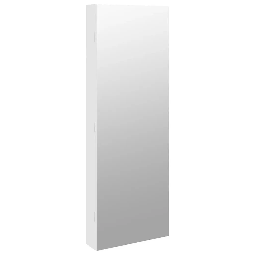 Jewellery Storage Cabinet with Full Length Mirror and LED Lights for Wall Mounting White