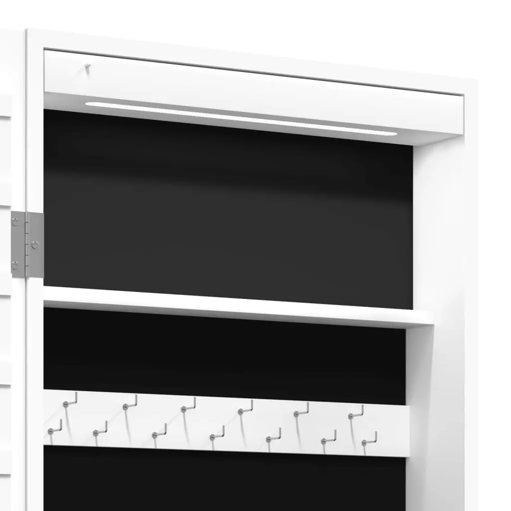 Jewellery Storage Cabinet with Full Length Mirror and LED Lights for Wall Mounting White