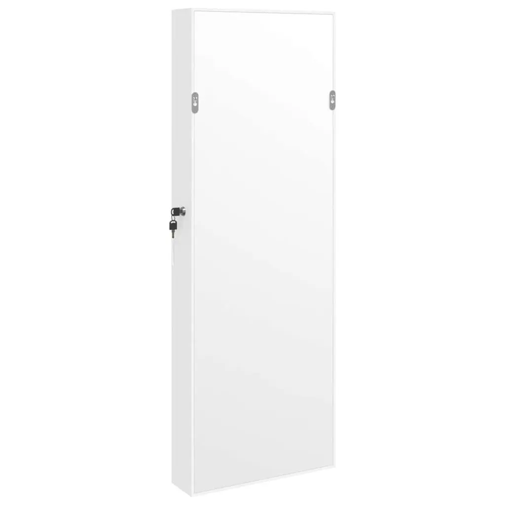 Jewellery Storage Cabinet with Full Length Mirror and LED Lights for Wall Mounting White