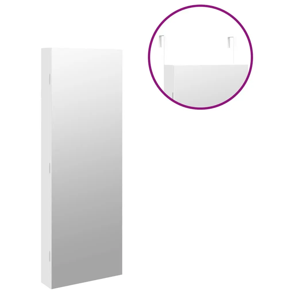 Jewellery Storage Cabinet with Full Length Mirror and LED Lights for Wall Mounting White