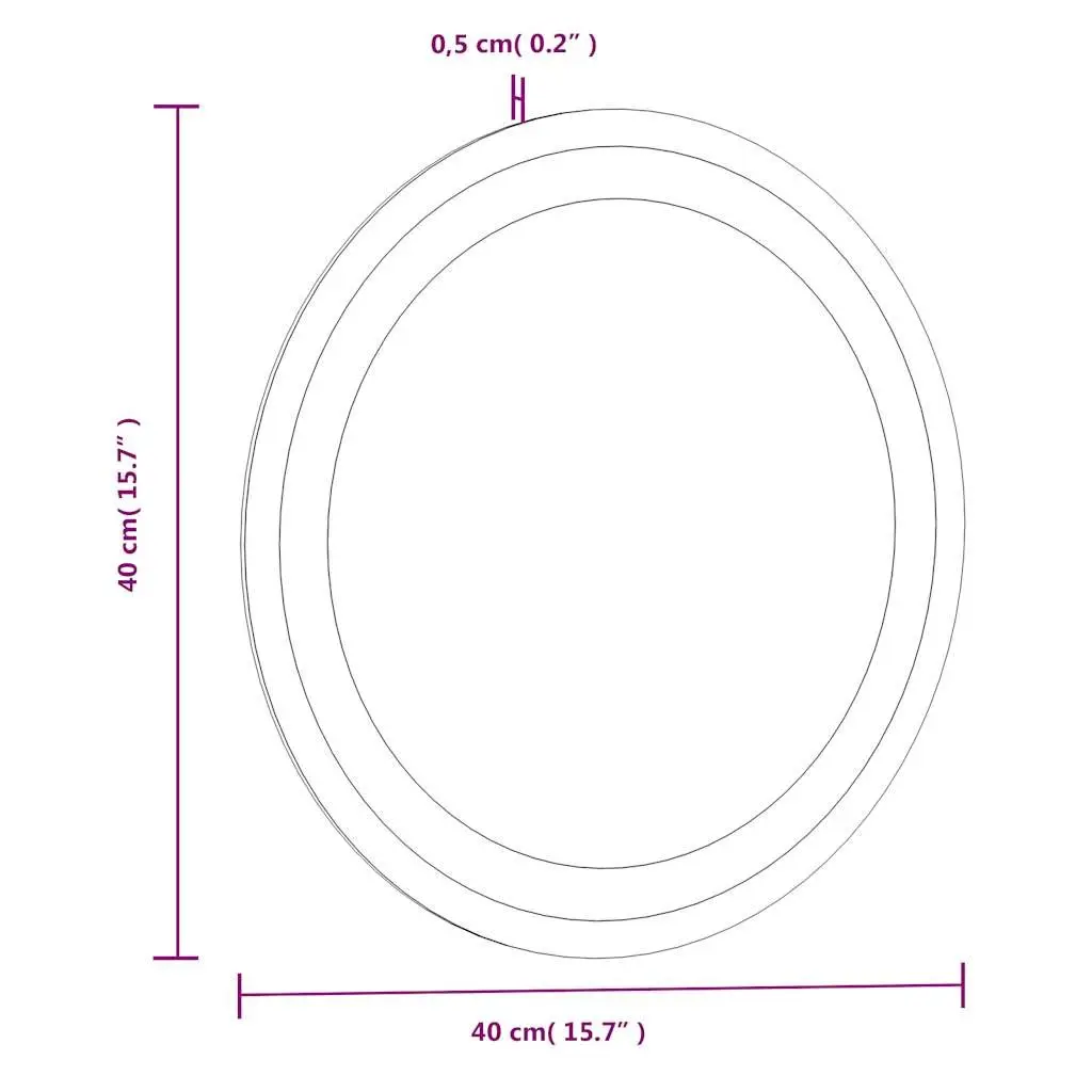 Round LED Mirror for Bathroom 40cm Waterproof Wall Mount with Integrated Ambient Lighting