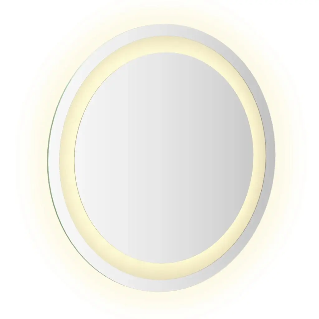 Round LED Mirror for Bathroom 40cm Waterproof Wall Mount with Integrated Ambient Lighting