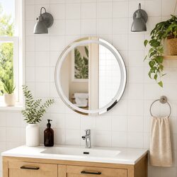 60cm Round Waterproof LED Bathroom Mirror with USB