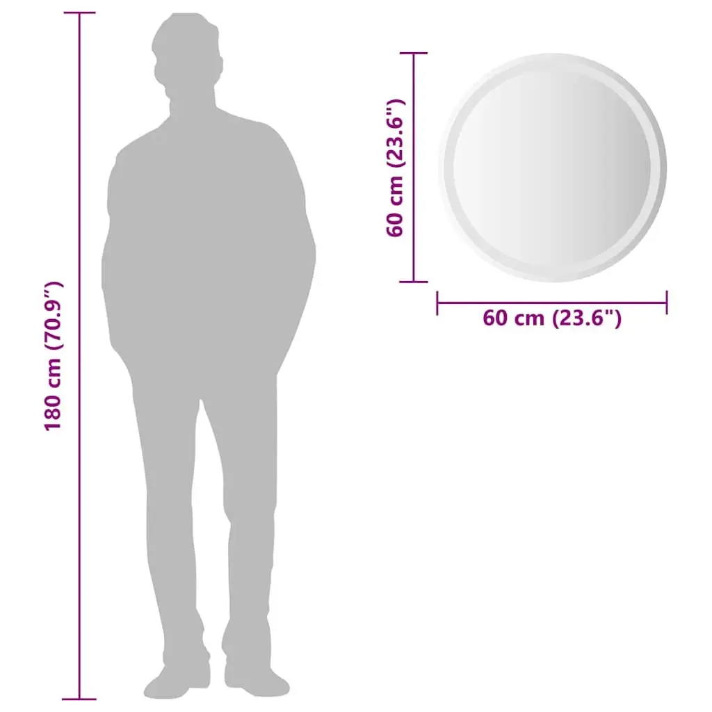 60cm Round LED Bathroom Mirror with USB Power Supply