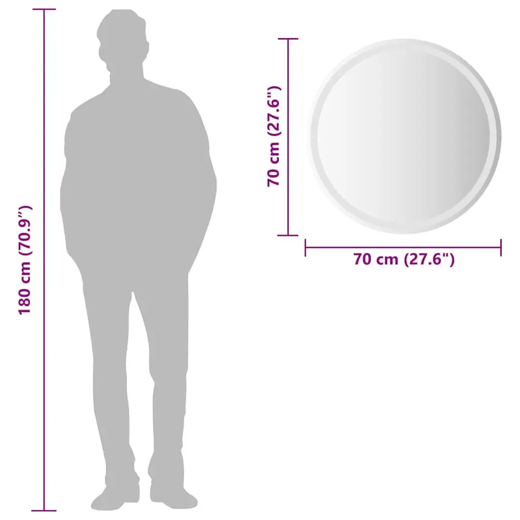 70cm Round LED Mirror with USB Power for Bathrooms