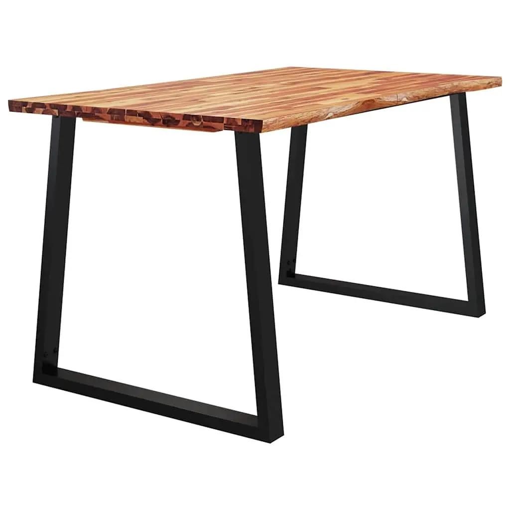 Dining Table 140x80x75cm in Solid Acacia Wood with Steel Legs