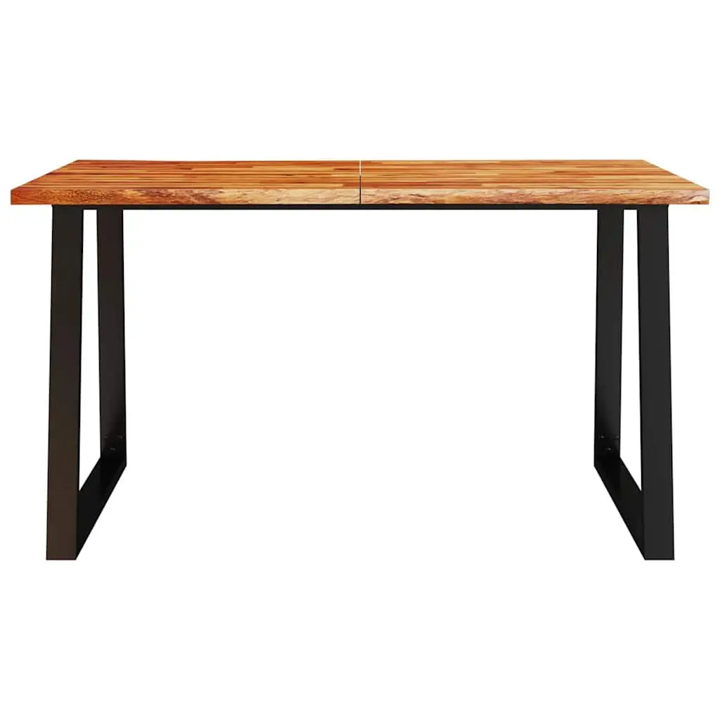 Dining Table 140x80x75cm in Solid Acacia Wood with Steel Legs