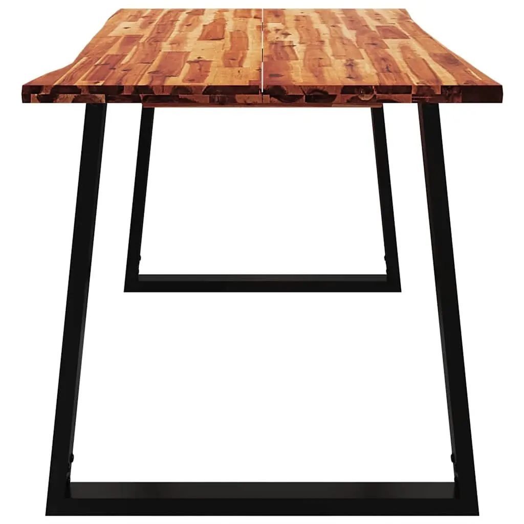 Dining Table 140x80x75cm in Solid Acacia Wood with Steel Legs