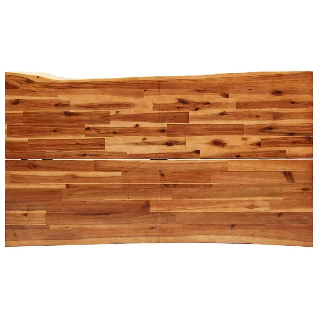 Dining Table 140x80x75cm in Solid Acacia Wood with Steel Legs