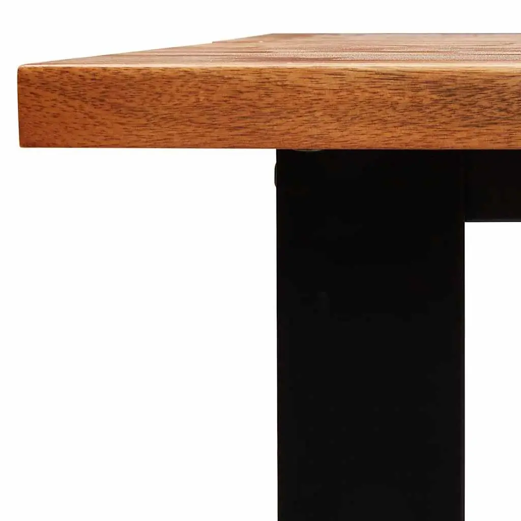 Dining Table 140x80x75cm in Solid Acacia Wood with Steel Legs