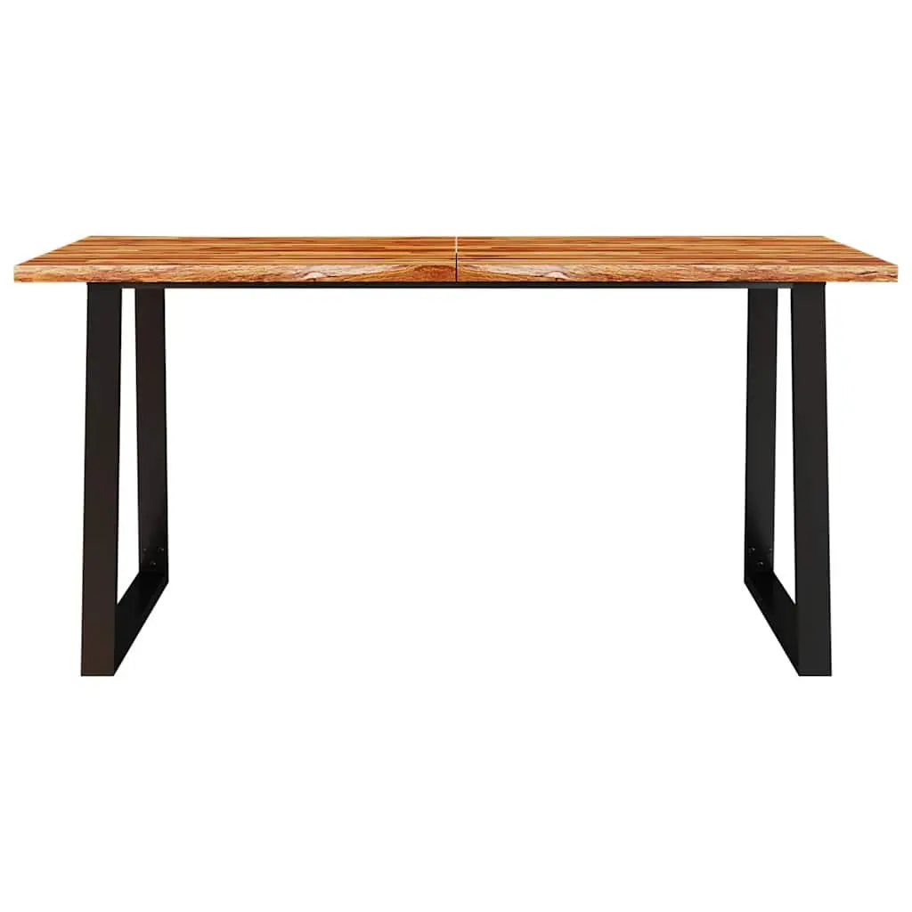 Dining Table Kitchen Room 160x80x75 cm Live Edge Solid Wood Brown