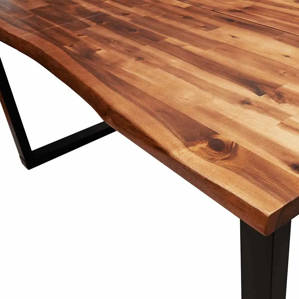 Dining Table Kitchen Room 160x80x75 cm Live Edge Solid Wood Brown