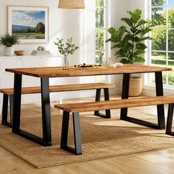 Dining Table Specifications: 180x90x75 cm Solid Acacia