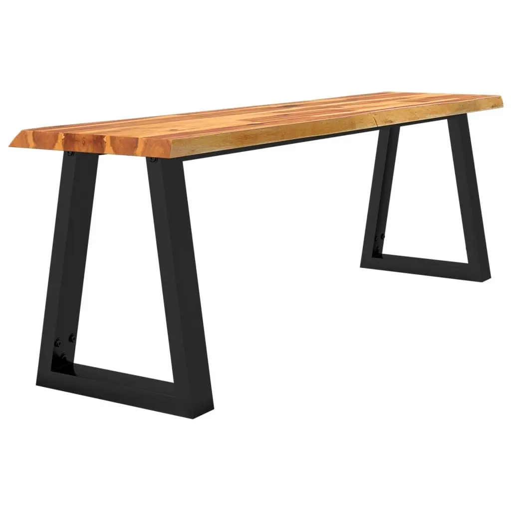 140 cm Solid Acacia Wood Bench with Steel Frame and Live Edge