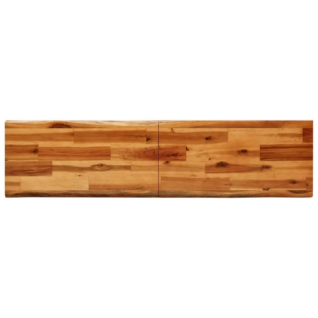 140 cm Solid Acacia Wood Bench with Steel Frame and Live Edge