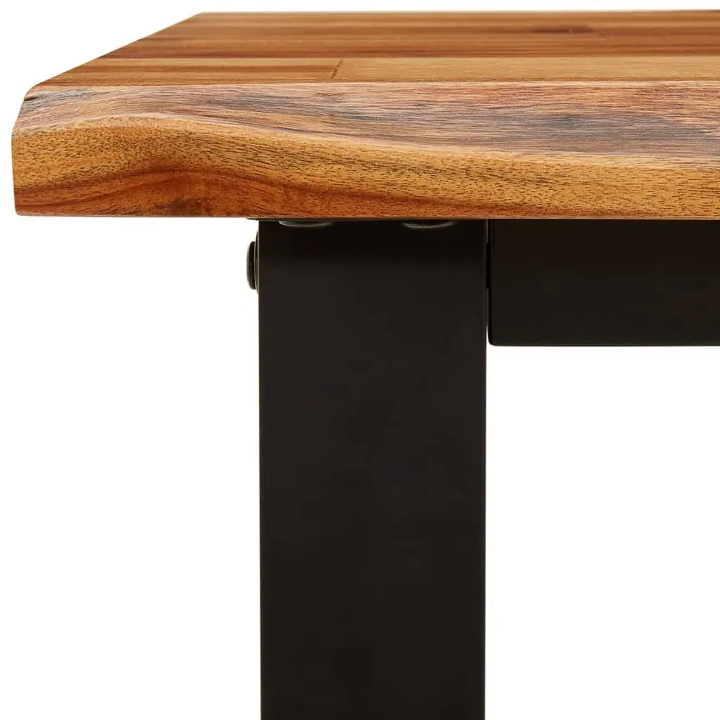 140 cm Solid Acacia Wood Bench with Steel Frame and Live Edge