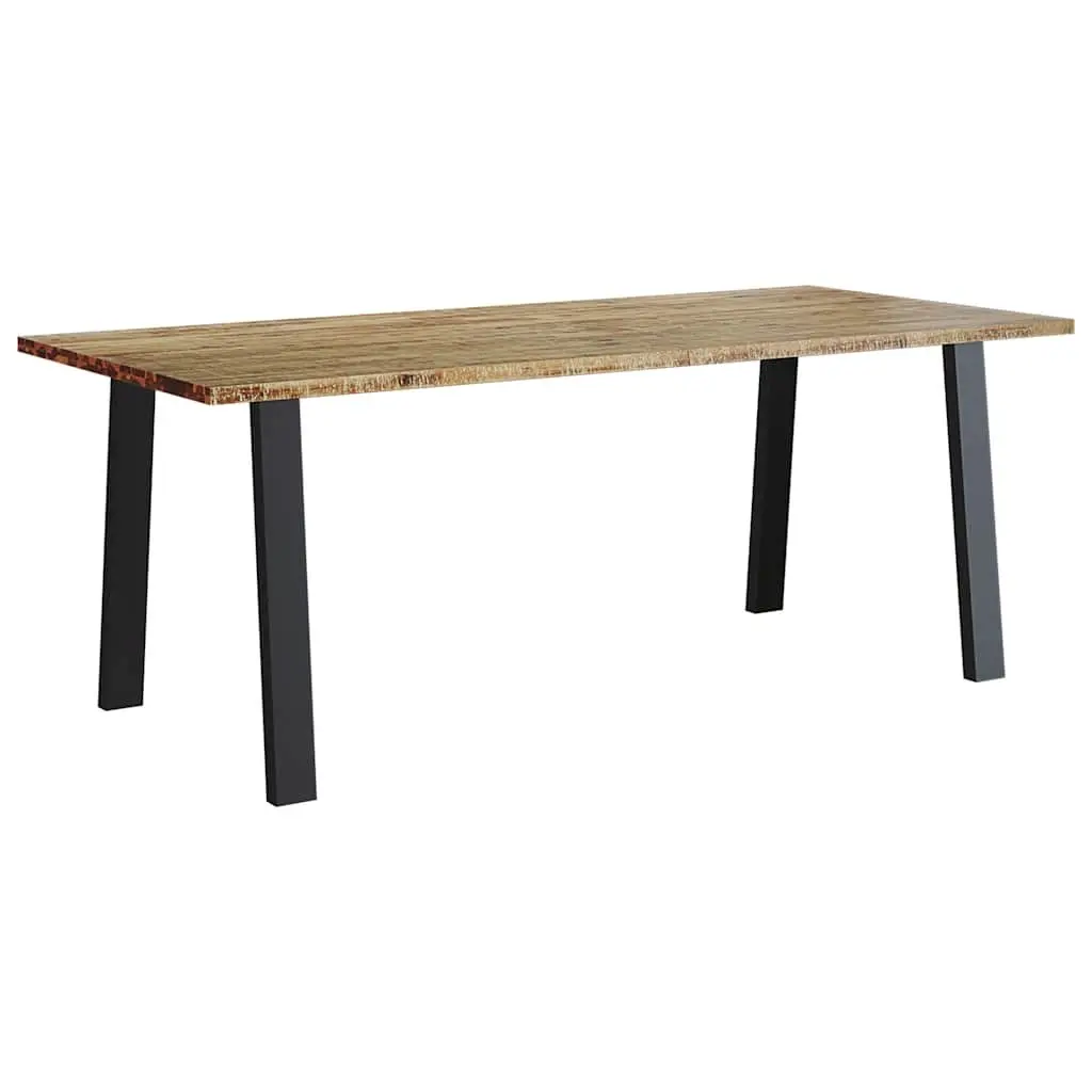 Dining Table 200x90x75 cm Solid Wood Acacia Kitchen Brown Industrial Legs