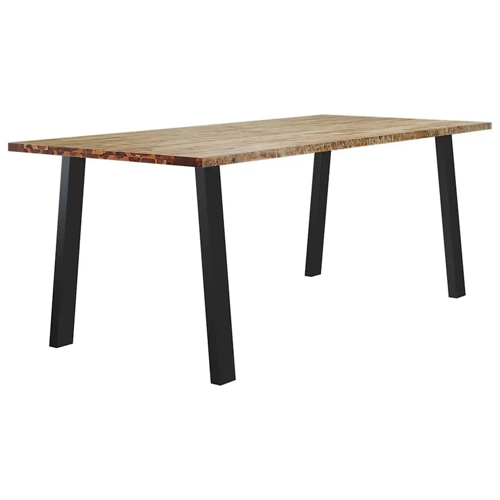 Dining Table 200x90x75 cm Solid Wood Acacia Kitchen Brown Industrial Legs