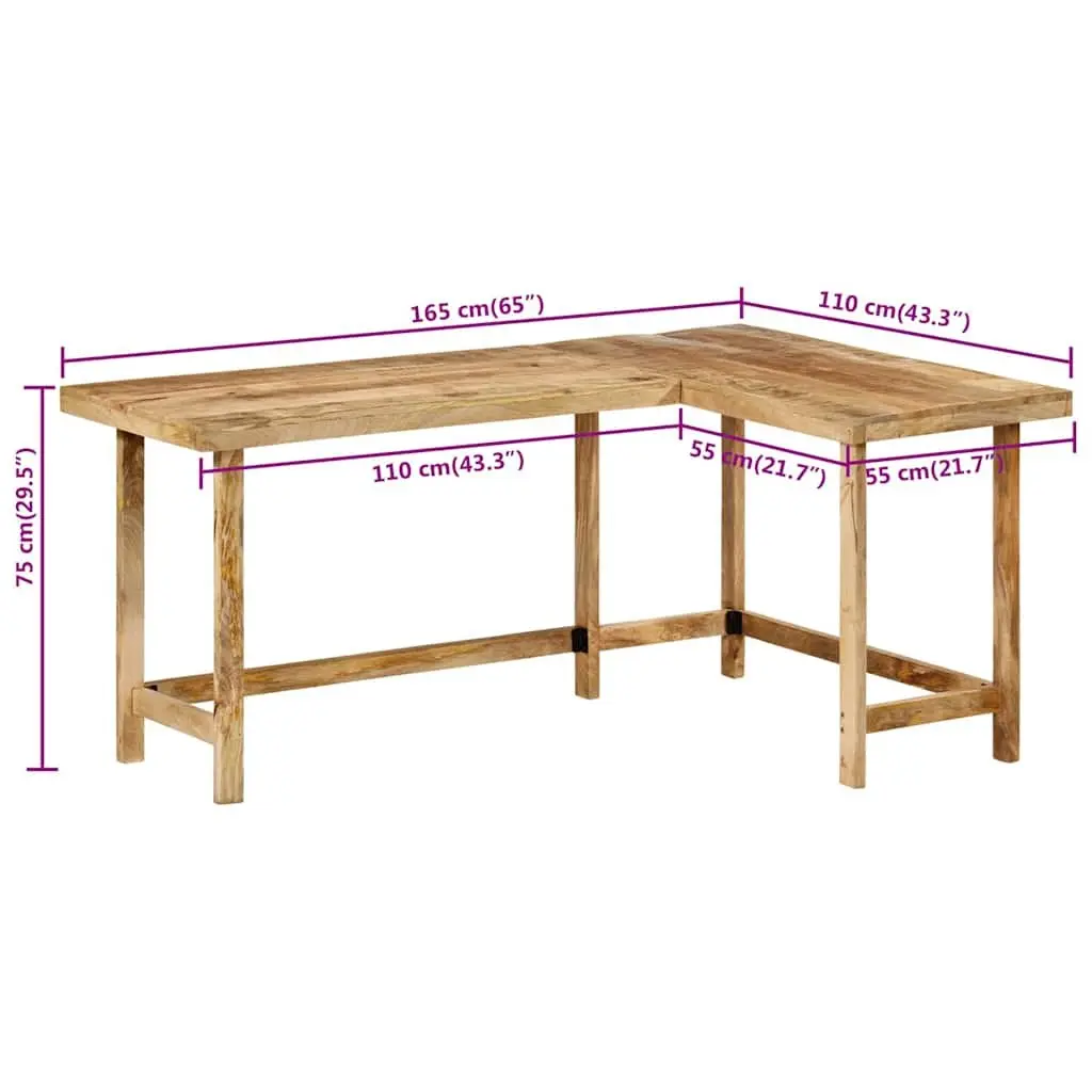 L-Shaped Wooden Desk 165x110x75cm Home Office Study Table Brown
