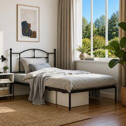 Specifications of King Single Metal Bed Frame 107x203 cm Black