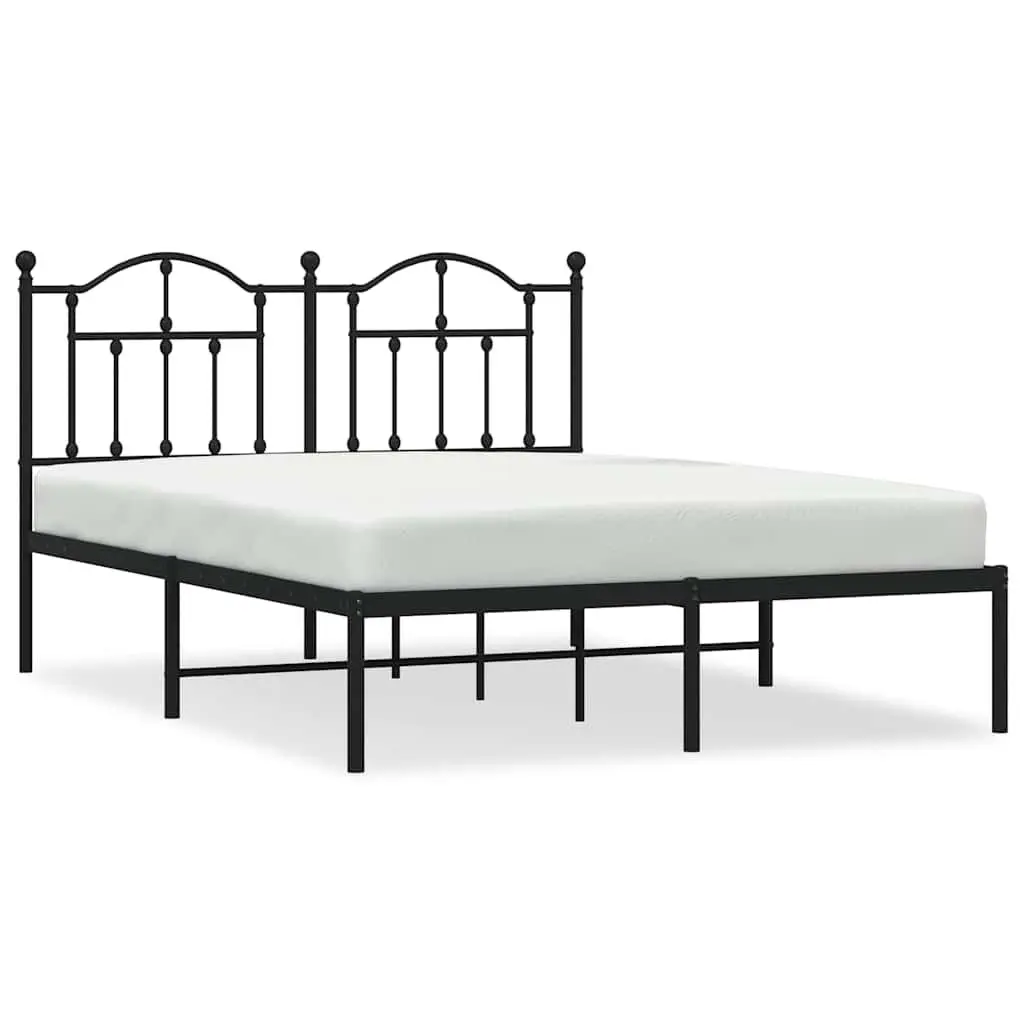 Metal Bed Frame Bedroom 150x200 cm Black Steel
