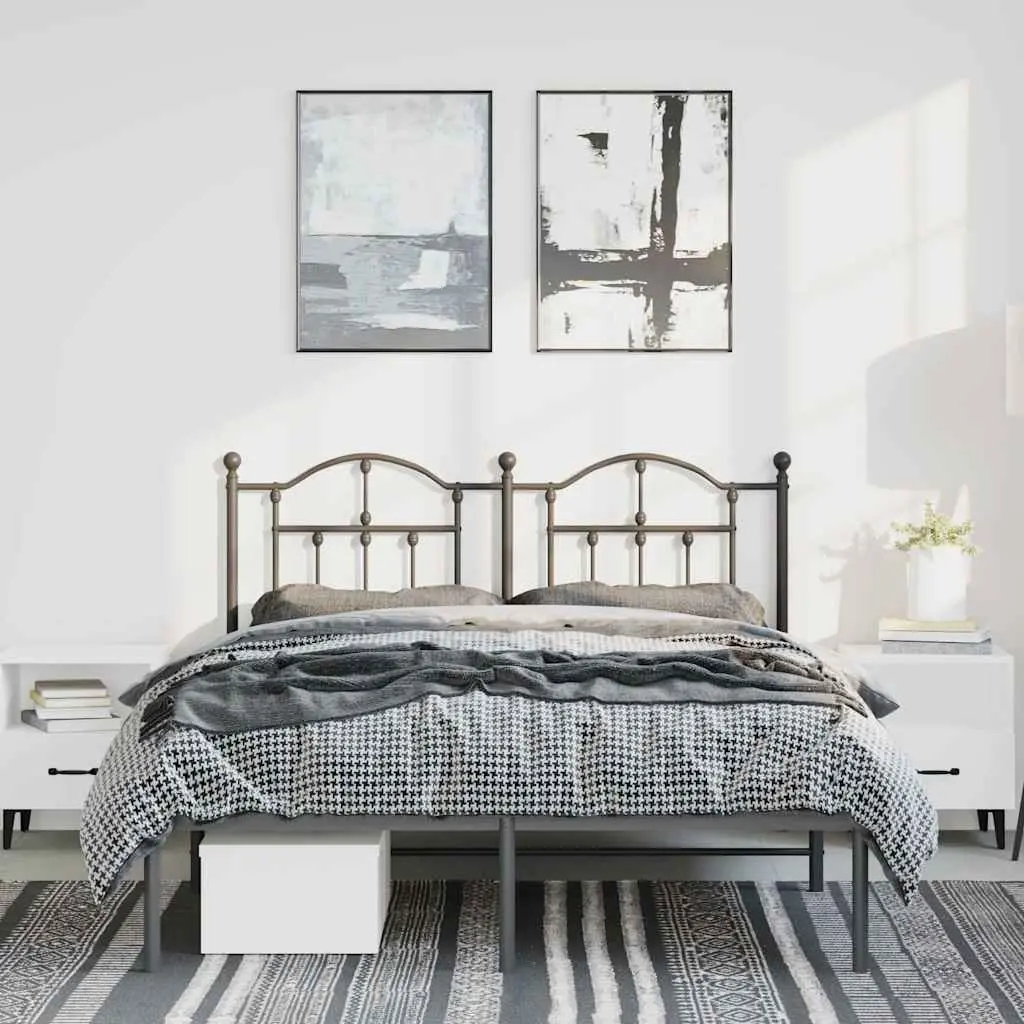 Metal Bed Frame Bedroom 150x200 cm Black Steel